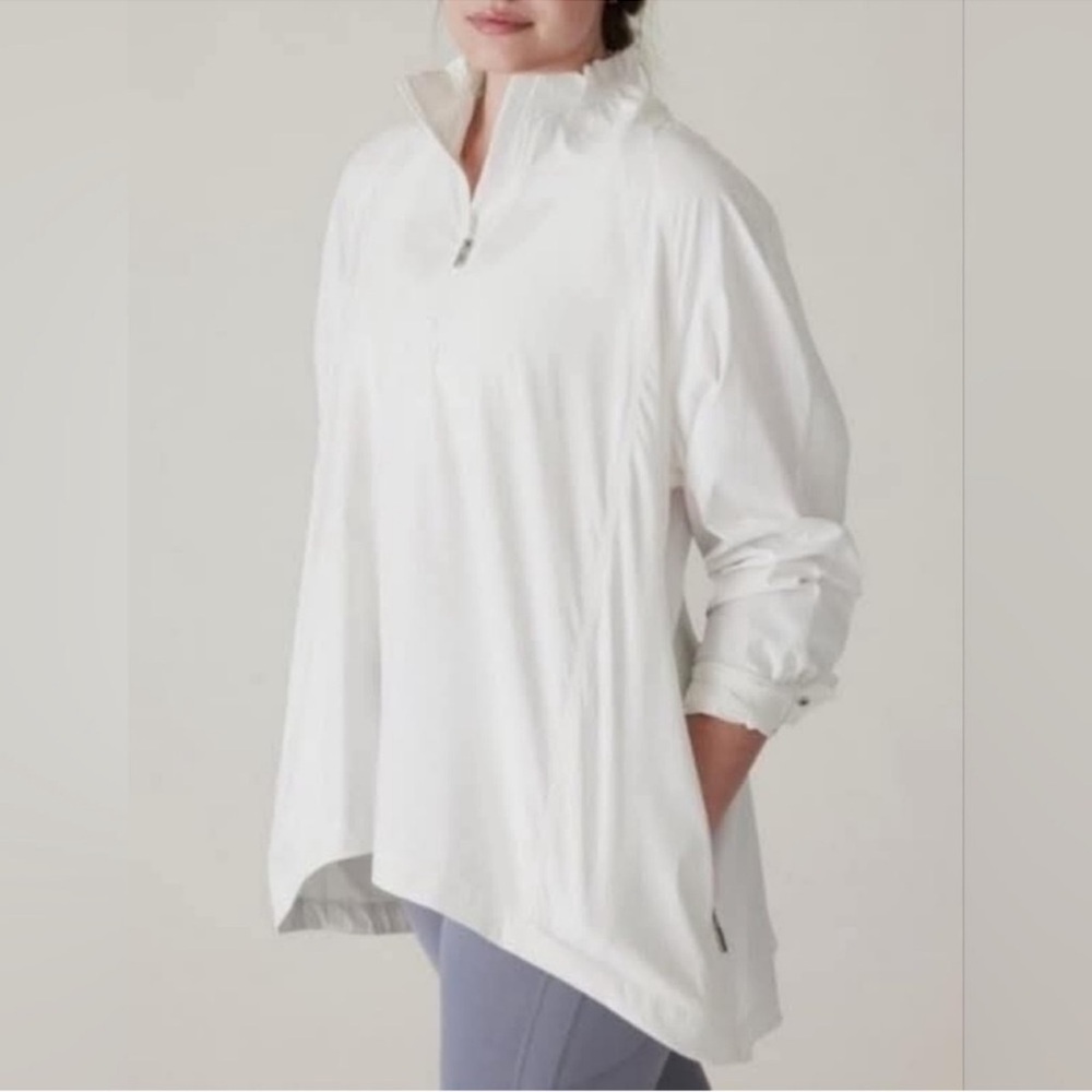 Athleta White flowy Zip-Up Jacket XL